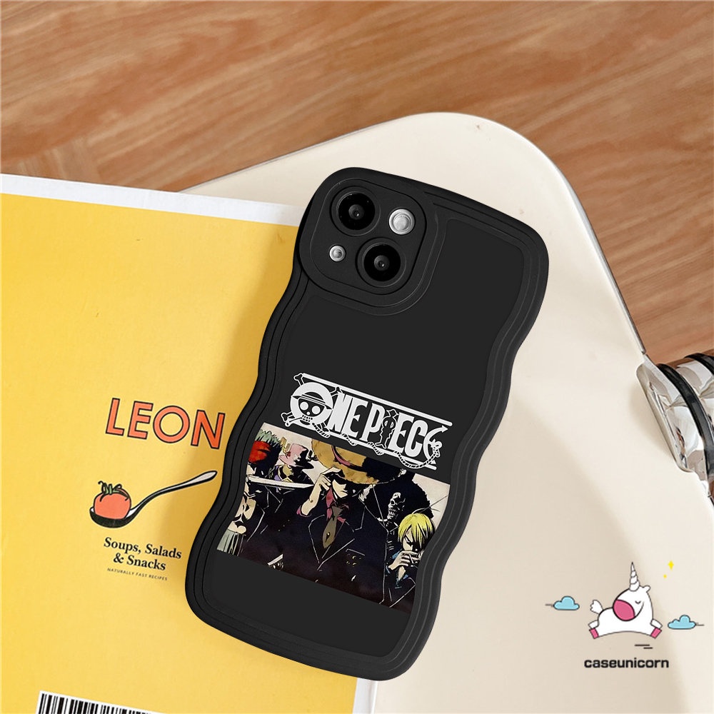 IPHONE Kartun Luffy Case Kompatibel Untuk Iphone14 11 13 12 Pro Max 6s 6 7 8 Plus XR X XS Max14 Plus SE 2020 Merek Trendi One Piece Lembut Tpu Pola Tepi Bergelombang Cover Cases