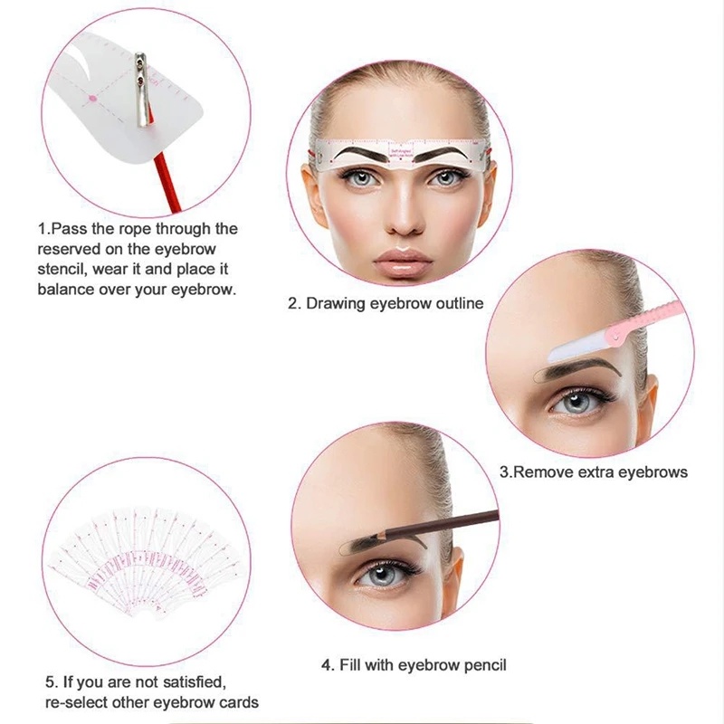 [Unggulan] Draw Perfect Brows Makeup Drawing Guide Tool 12pasang Template Kartu Stensil Alis Profesional Dapat Digunakan Kembali Dengan Tali Yang Dapat Diperbaiki Alat Stiker Alis Stensil Alis