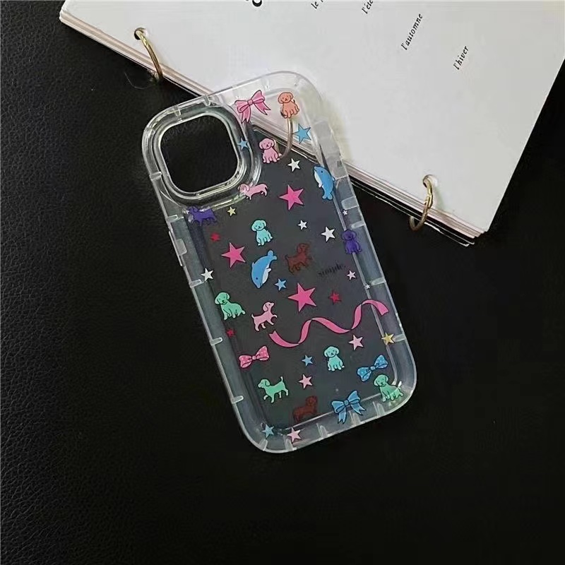 IPHONE Ins Bintang Pola Hewan Kecil Cocok Untuk Iphone14 14pro 14plus 13 13mini 13pro 13prm iPhone12 7Plus 8Plus Xr XS 13 12mini Pro Max Empat Sudut Casing Ponsel Tahan Guncangan