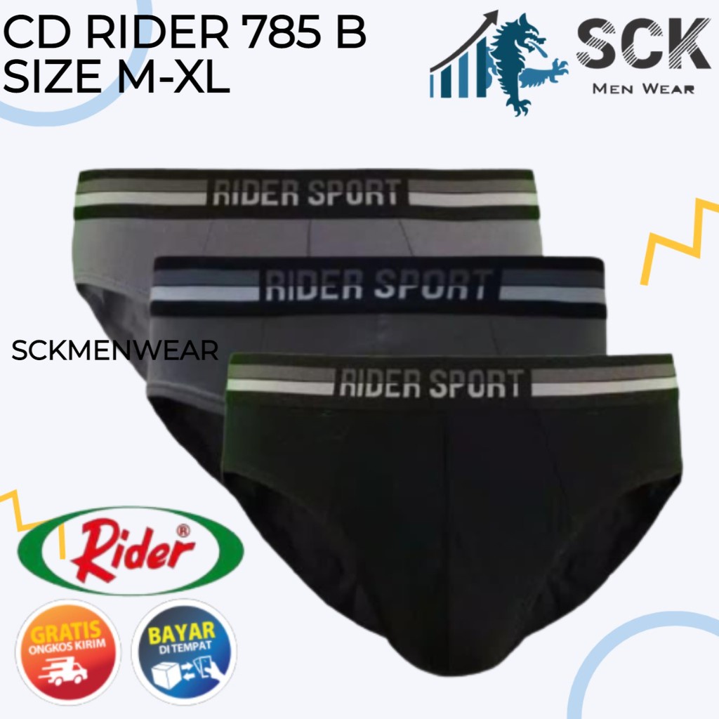 [ISI 3] CD Pria RIDER 785 karet Boxer / Celana Dalam Laki-laki / Pakaian Dalam Jumbo R785B - sckmenwear GROSIR