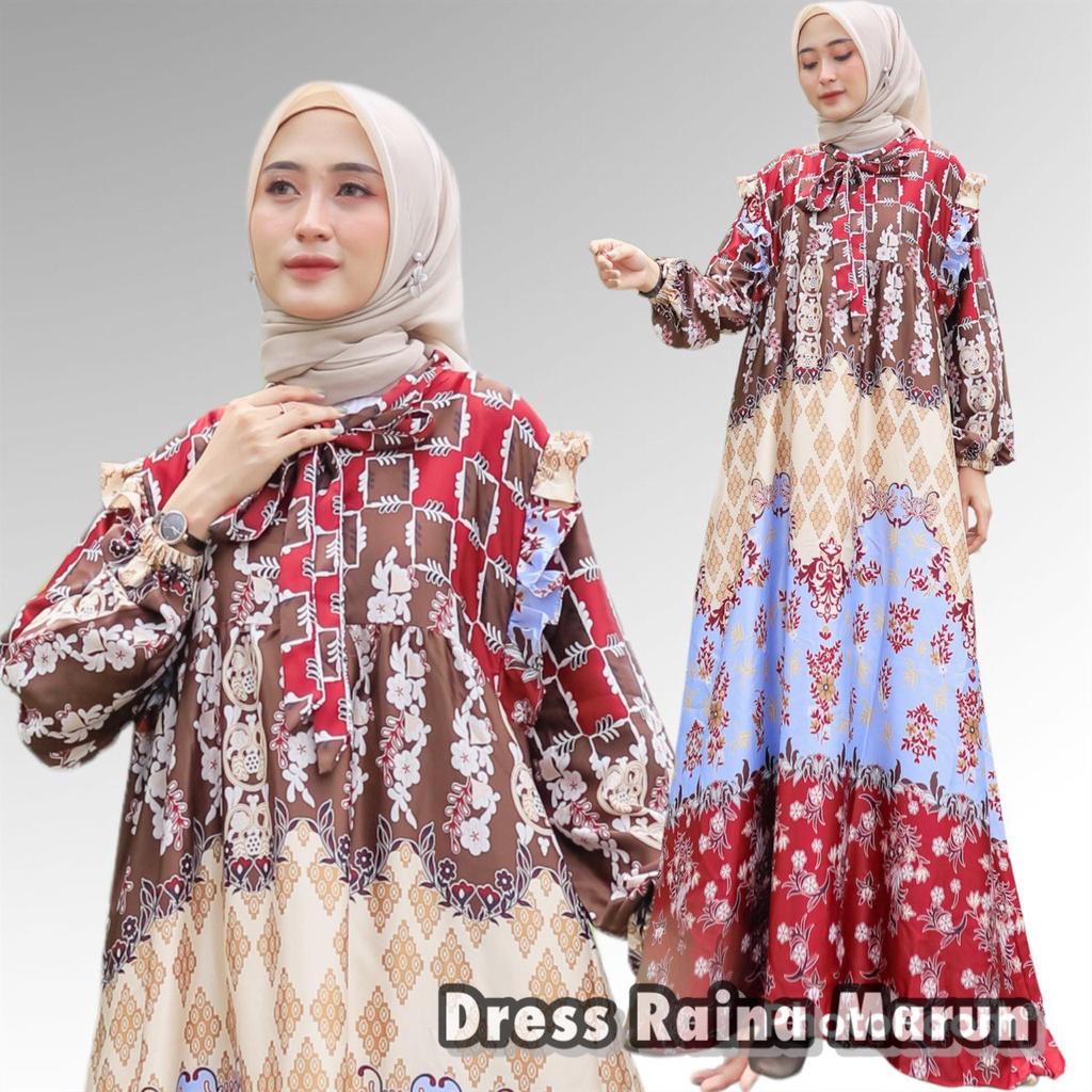 Dress Gamis Raina Maxmara Silky Premium Baju Wanita Busui Pakaian Wanita