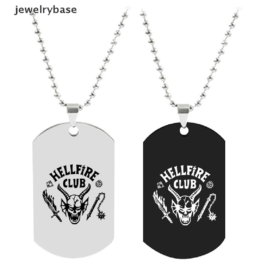 [jewelrybase] Stranger Things4 Hellfire Club Pendant Kalung Anting Gantungan Kunci Kostum Halloween Liontin Kalung Untuk TV Drama Fans Hadiah Teman Cosplay Perhiasan Butik