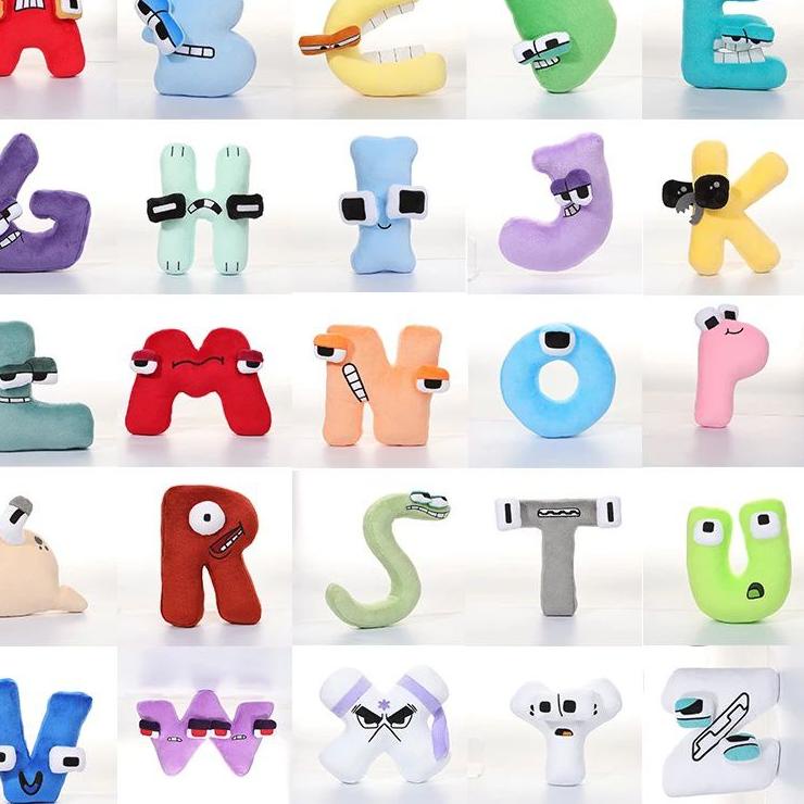 ☺ [ Bahan Plush/Yelvo ] Mainan Boneka Bantal Desain 26 huruf Alfabet Lore ♜