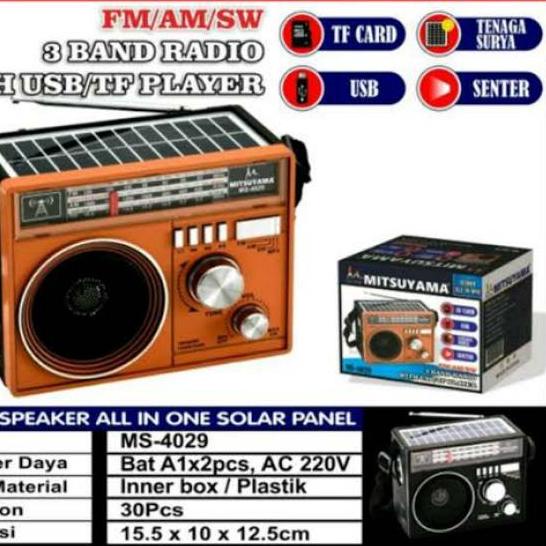 ☝ Speaker Radio Senter Tenaga Solar Cas batrai MS-4029 MITSUYAMA ➨