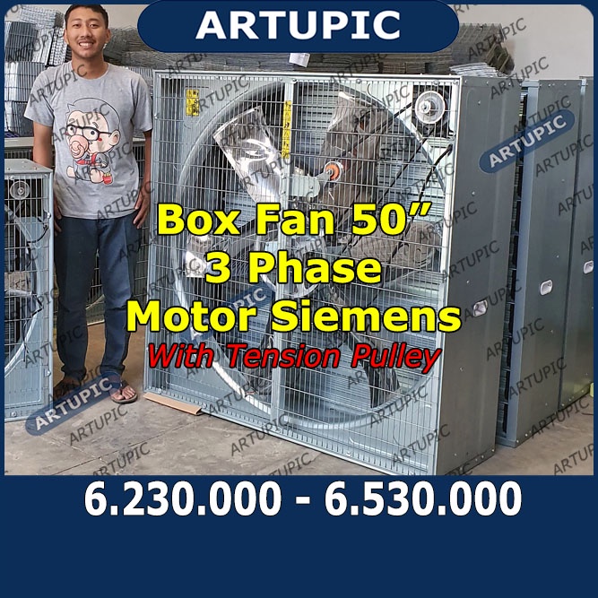 Box Fan 50 Inch 3 Phase Motor Siemens Dengan Tension Pulley Blower Exhaust Fan Boxfan Kandang Ayam