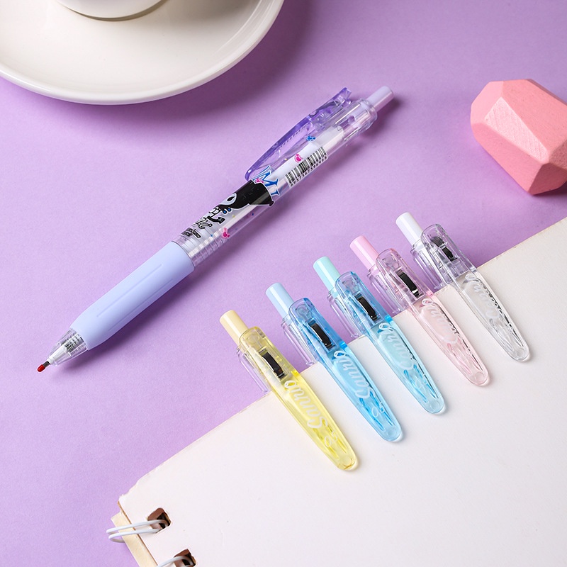 [Warna Random] Kartun Lucu Sanrio Press Gel Pen Kawaii Cinnamoroll Kuromi Melody 0.5mm Hitam Roller Ball Pen Siswa Pena Menulis Perlengkapan Kantor Sekolah