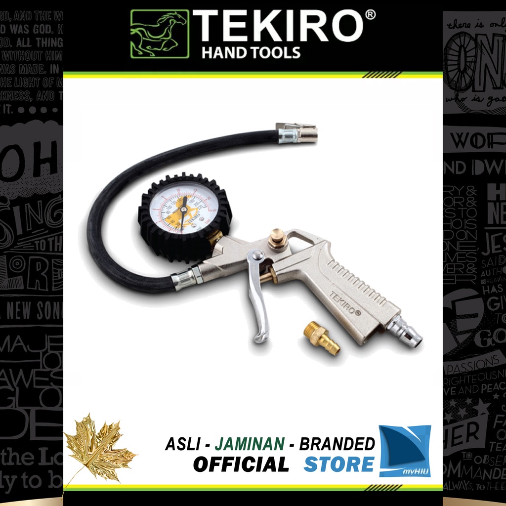 Alat Isi Angin Ban Mobil Motor + Pengukur 200 psi / Tire Chuck And Pressure Gauge 3 in 1 TEKIRO