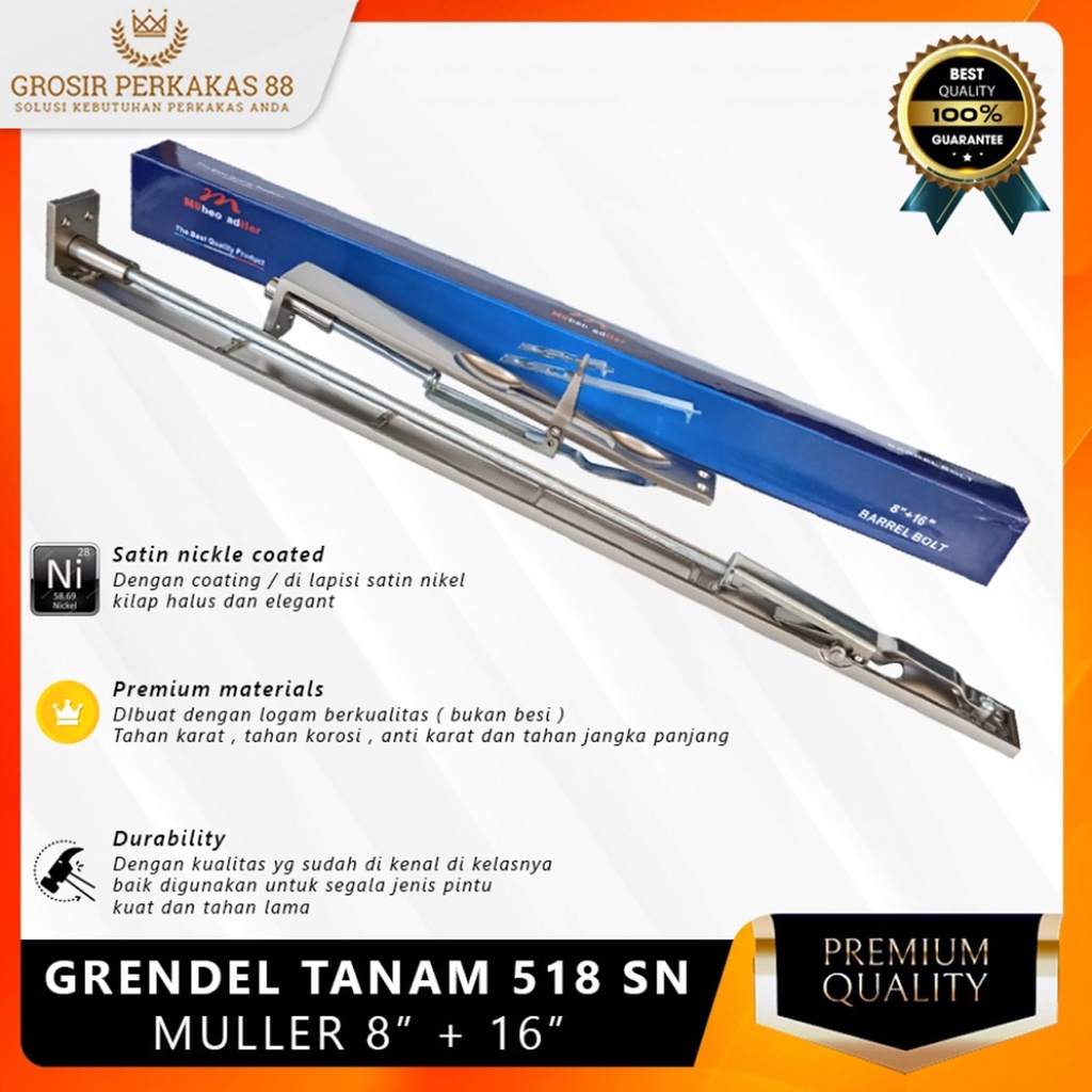 Grendel Tanam Muller 8+16 Chrome Panjang