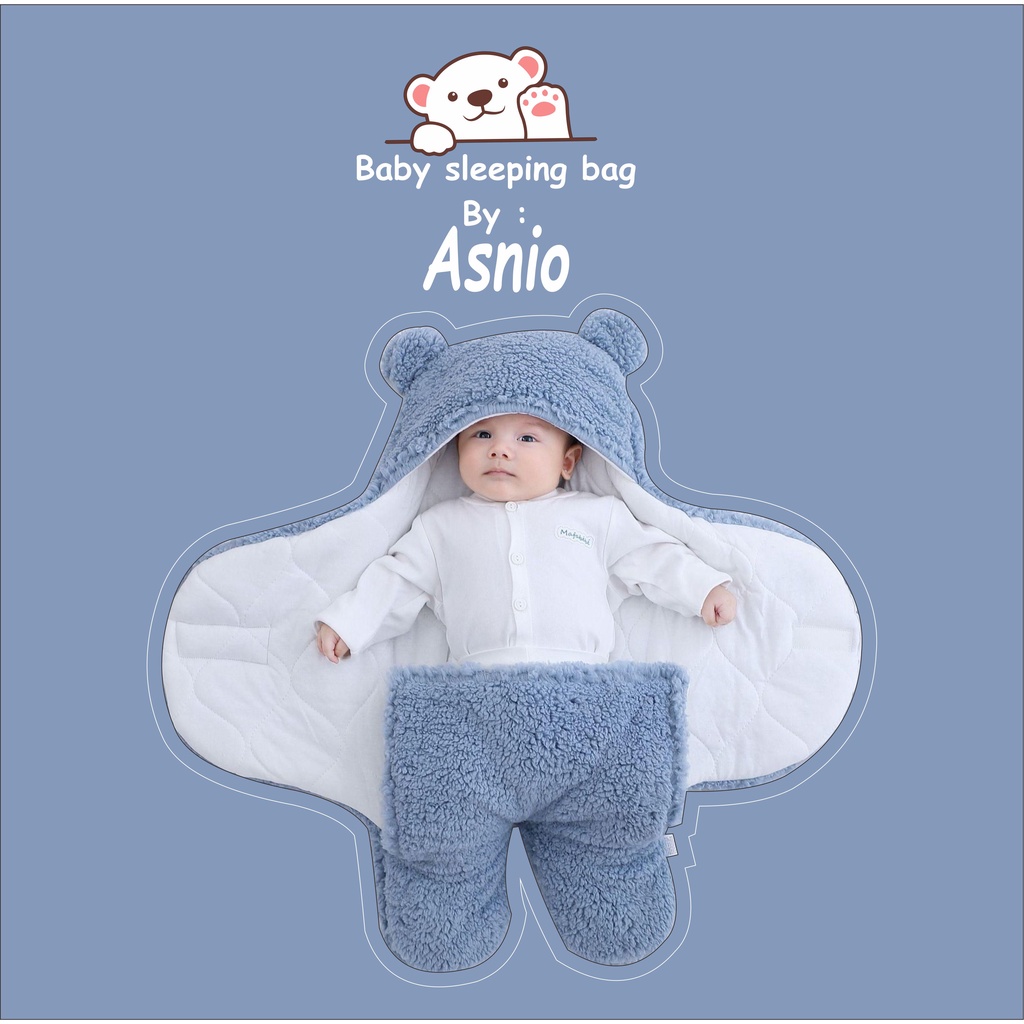 ASNIOSTORE   Selimut Bayi  Bedong Instan  Bulu Halus  Tebal  Karakter  Bahan  Bulu Domba Umur 0 - 6 buBlan