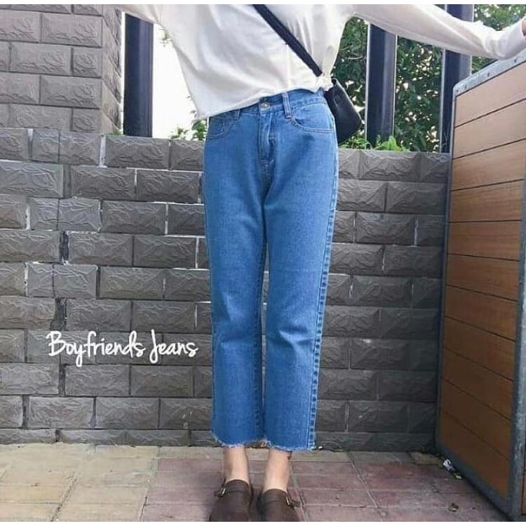 Celana Jeans Boyfriend Wanita Unfinished / Highwaist Boyfriend Jeans Unfinished/ Hw Boyfriend Jeans