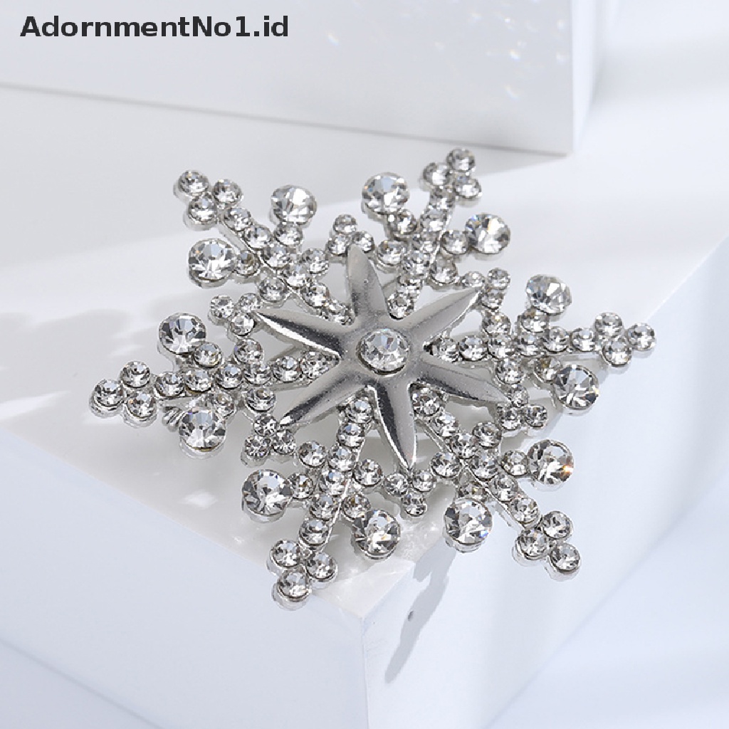 [AdornmentNo1] Fashion Pin Menawan Kristal Berlian Imitasi Bros Natal Snowflake Bros Natal Bros Hadiah [ID]