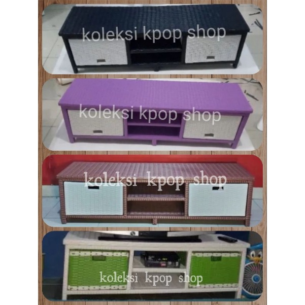 Laci rotan sintetis, laci DVD, bufet tv, rak serbaguna