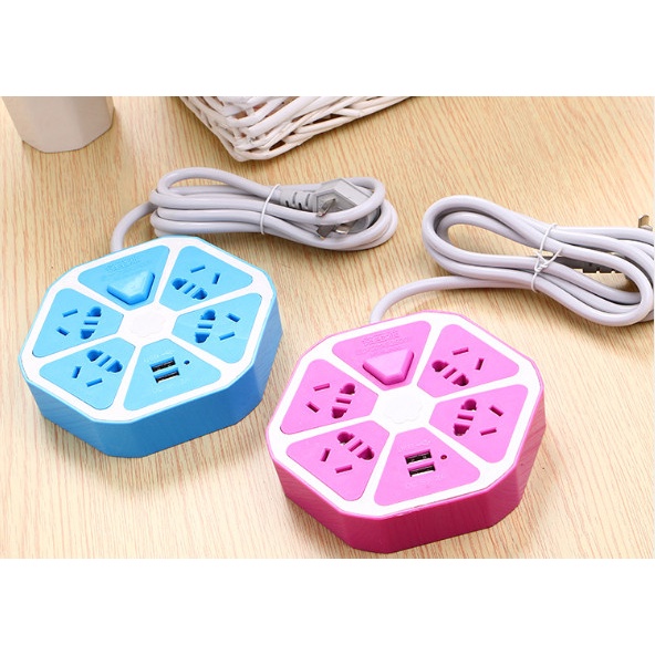 Colokan Hexagon Stopkontak Listrik Segi Enam Model Jeruk Colokan Lubang dan USB Port