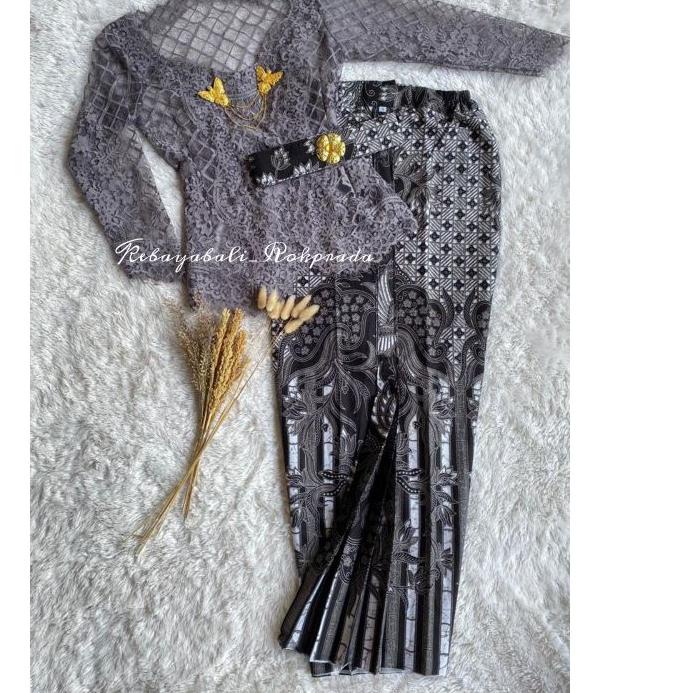 [BISA COD] SATU SET KEBAYA BALI KEBAYA JADI KEBAYA KUTIBARU MODERN WARNA ABU STONE
