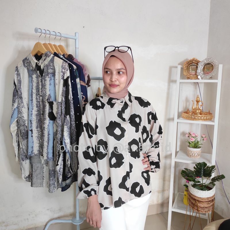 PATTERN OVERSIZE BLOUSE MOTIF BINE - KEMEJA MOTIF - KEMEJA WANITA - KEMEJA OVERSIZE - KEMEJA BASIC