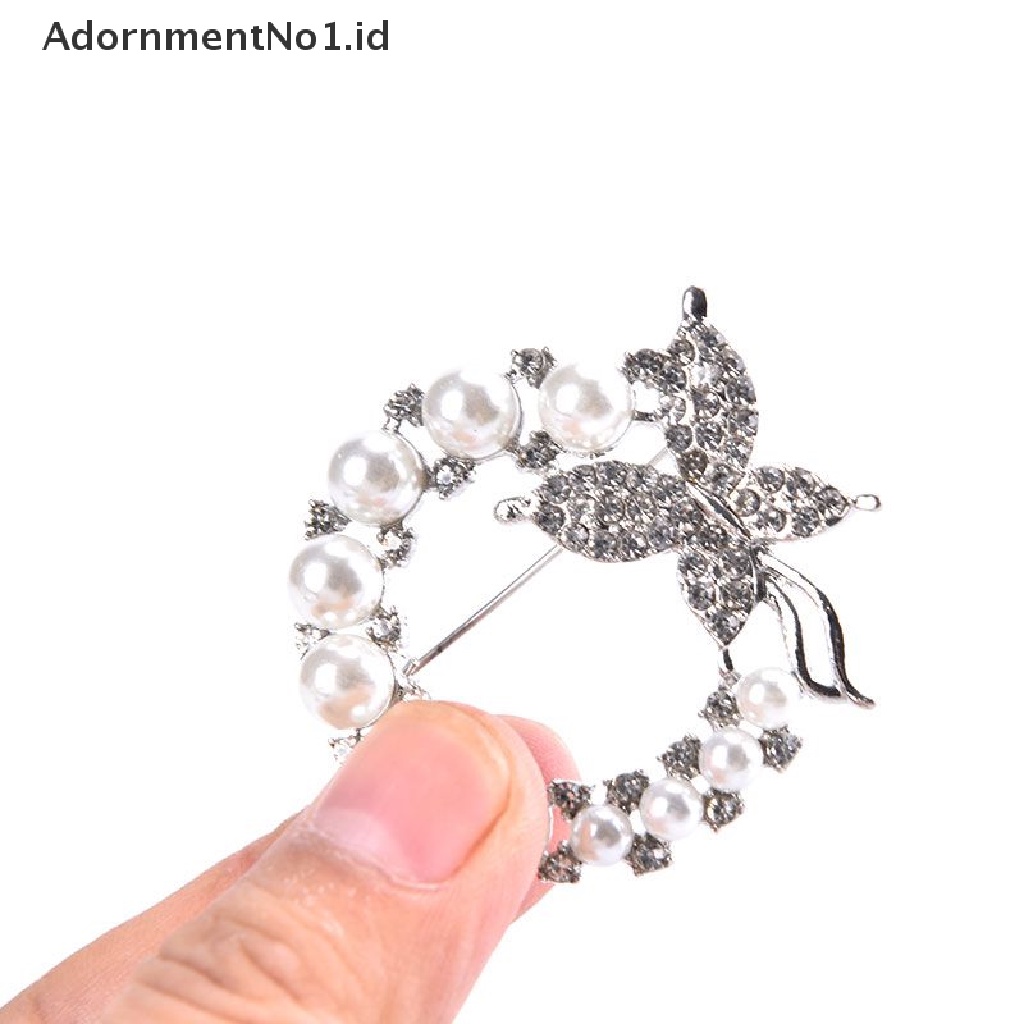 [AdornmentNo1] Bros Lingkaran Mutiara Dan Berlian Imitasi Untuk Baroque Trendy Elegan Butterfly Brooch [ID]