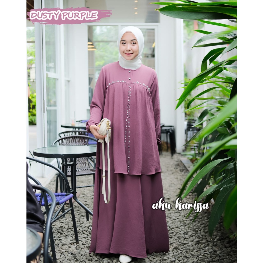 DRESS FEBRINA AKU KARISSA GAMIS CRINGKLE BERPAYET CANTIK LOOK SETELAN STYLE WANITA HANGOUT WORKWEAR OOTD FASHION