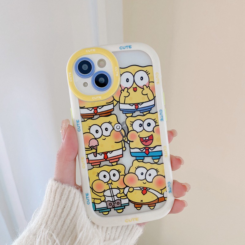 Puff Case iPhone 11 12 13 14 Pro Max 14 Plus Cute Patrick Star Spongebob Soft Phone Case Cartoon Anime Girls Fashion