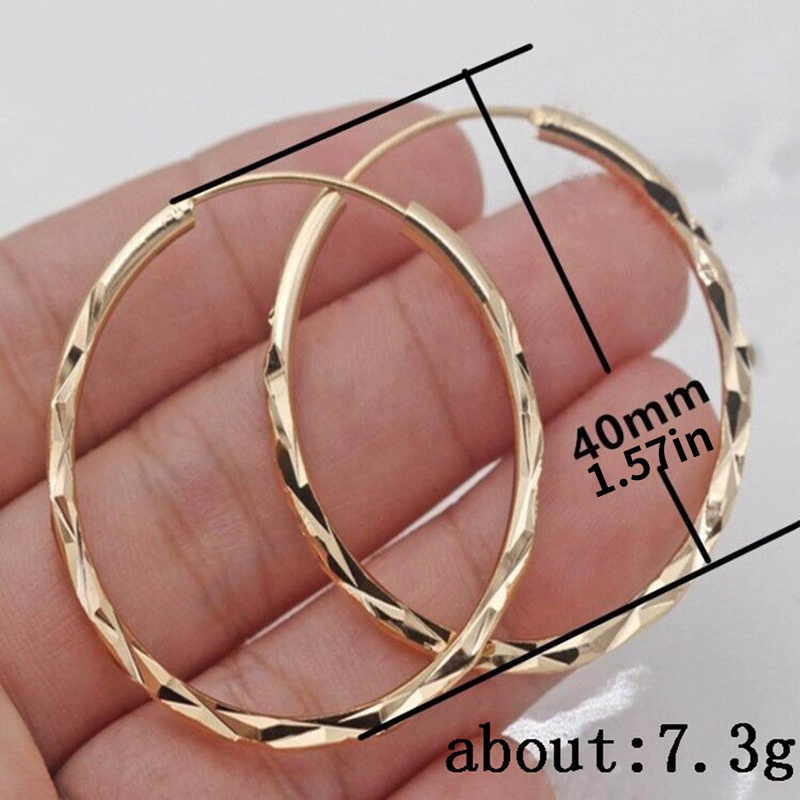 Eternity Wanita Hoop Earrings Metal Warna Emas Tekstur Yang Indah Anting Lingkaran Serbaguna Perhiasan Klasik