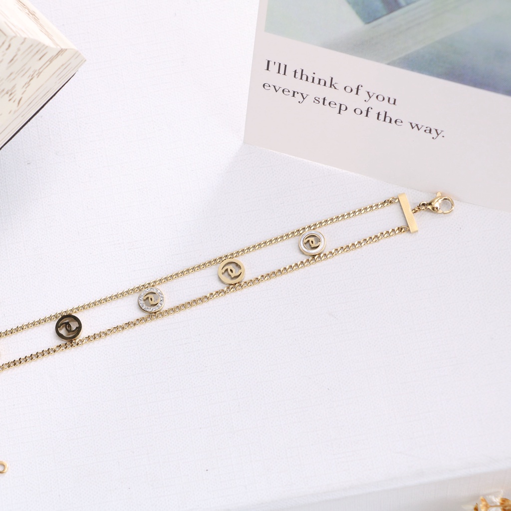 Gelang tangan dua layer ch****L titanium harga grosir bisa bayar di tempat