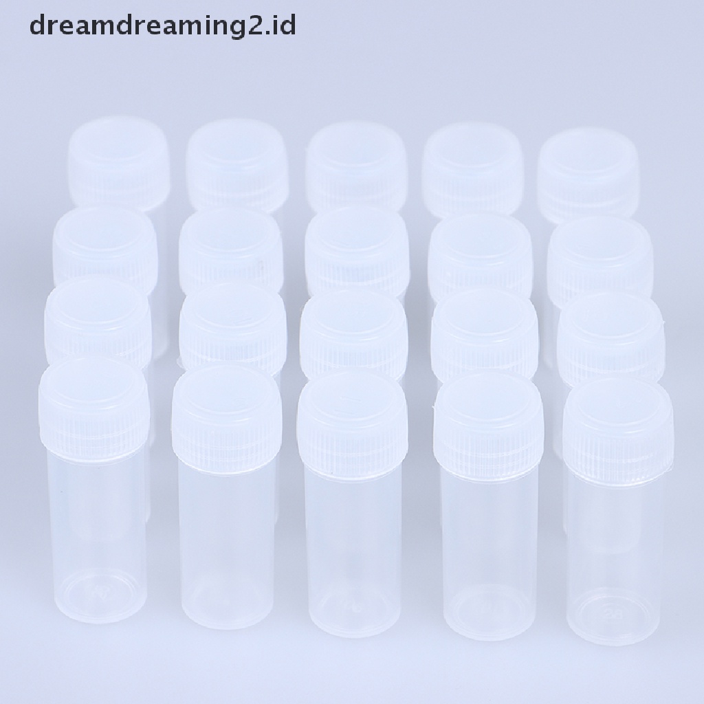 (dream) Botol Sample Plastik 5ml Tabung Reaksi Botol Kecil Mini Vial Wadah Penyimpanan.