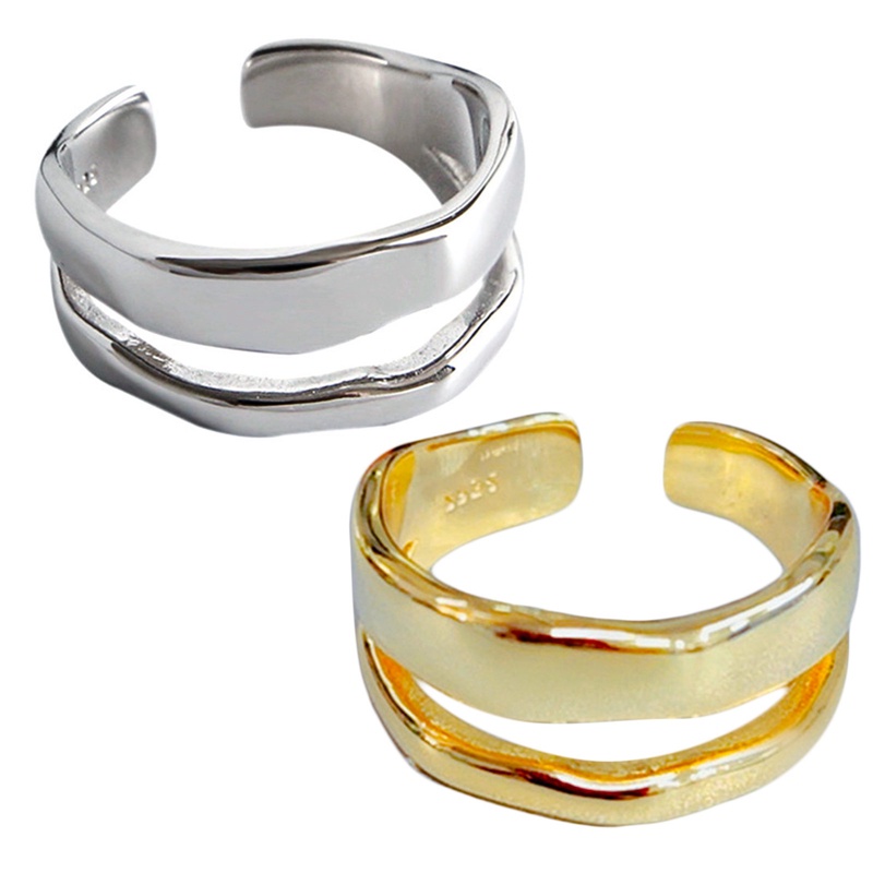 Mempesona Zirkon Ganda Lingkaran Terbuka Dapat Disesuaikan Cincin Untuk Wanita925 Sterling Silver Pernikahan Pertunangan Statement Jewelry