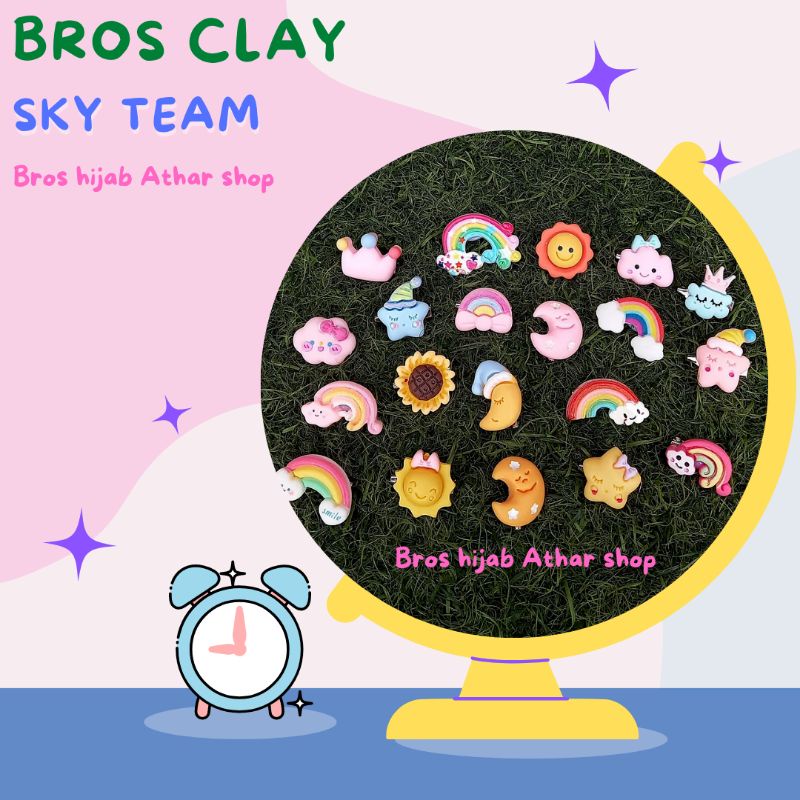 ATHAR SHOP - 12PCS Pin Dagu Bros Clay Resin Mini Peniti Kecil Imut Karakter Anak Lucu Warna Warni Untuk Hijab Bross Jilbab Astronot Beruang Bunga Harga Murah Grosir COD