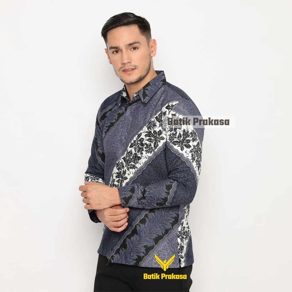 Kemeja Batik Prakasa Motif Atiyanta Maharja Ungu Slimfit Lengan Panjang Batik Solo