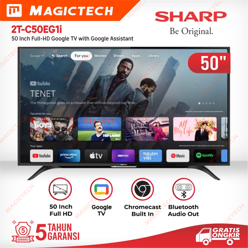 Jual TV LED SHARP 50 Inch / 50" 2TC50EG1i / 50EG1i SMART GOOGLE TV
