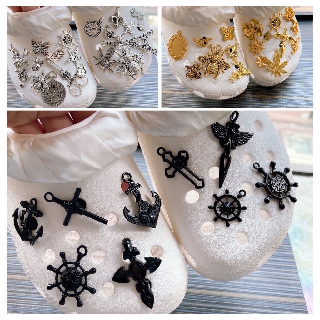 @shinydiy Gaya Gotik Crocs jibbitz Charm Tombol DIY Aksesoris Untuk Sepatu Gesper Sepatu Shoes Accessory Shoe Decoration【aksesoris wanita】