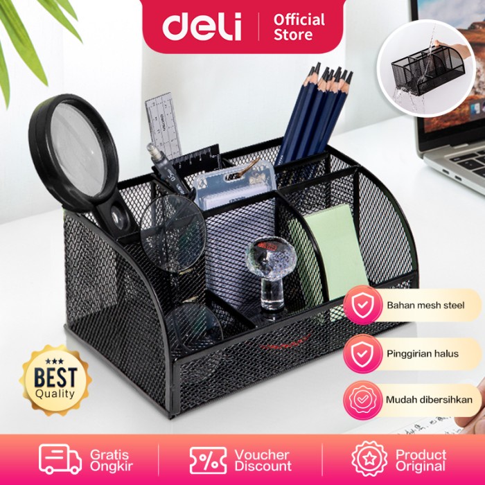 

Terlaris Deli Desk Organizer Tempat Alat Tulis Warna Hitam, Bahan Kuat 8903