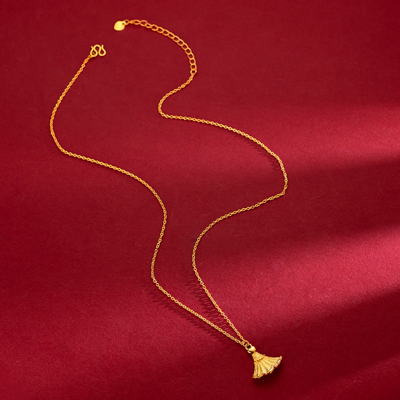 Goldkingdom Fashion Perhiasan 24 K Bangkok Aksesoris Ready Stock Rok Kecil Berlapis Emas Liontin Kalung Perempuan Ins Lucu Sederhana Klavikula Rantai