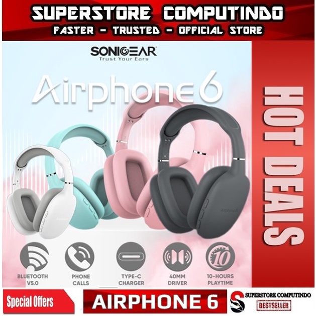 Headset Bluetooth SonicGear AirPhone 6 with Mic - Wireless Headphone