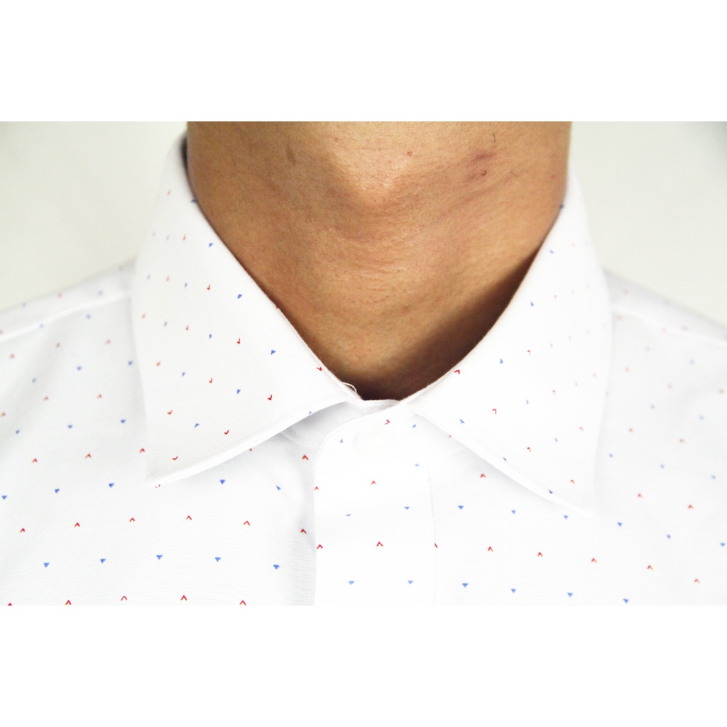 Kemeja Pria Formal Slimfit Maginot Lengan Pendek Putih Motif Polkadot 08 | Kemeja Kantor/Kerja