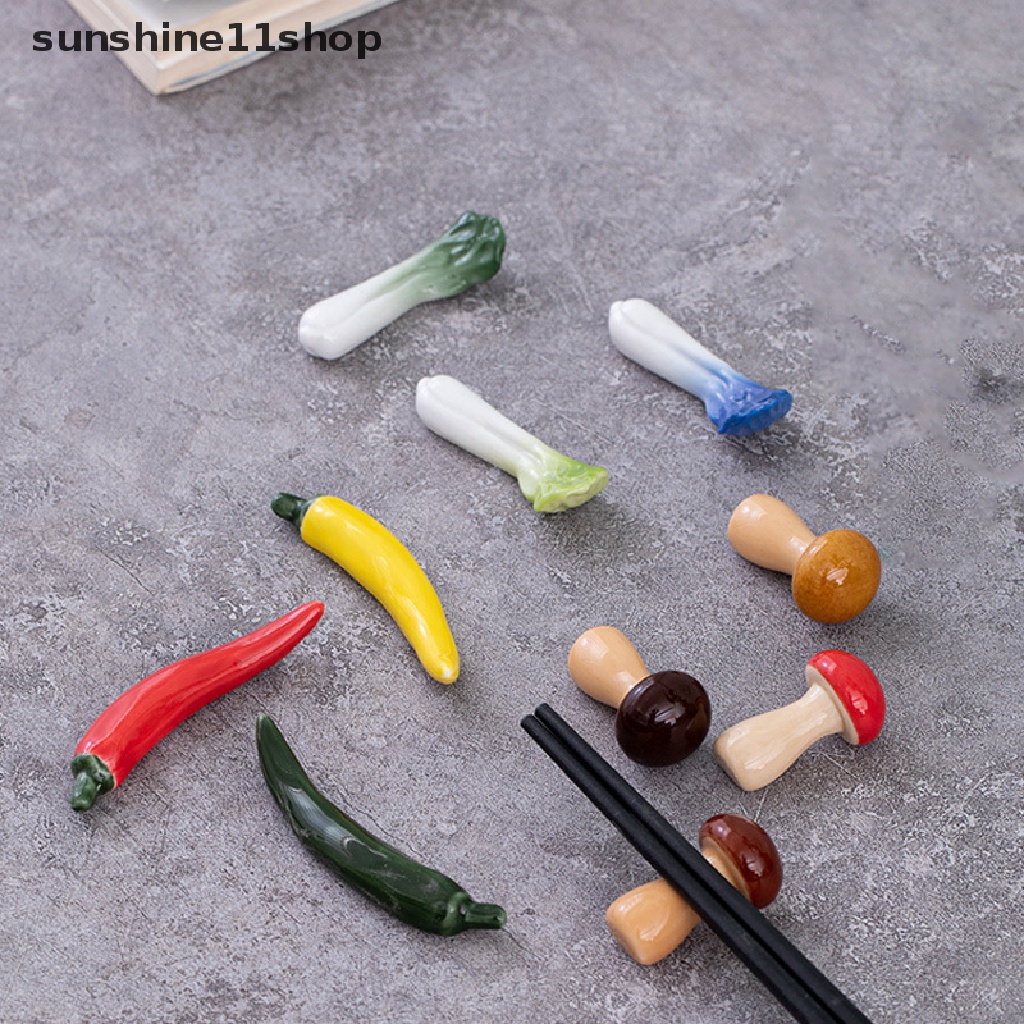 Sho Creative Vegetable Ceramic Chop Holder Rest Rak Garpu Rak Berdiri Peralatan Makan Dapur Dekorasi Meja Makan Chop Shelf Stand Pen Holder N