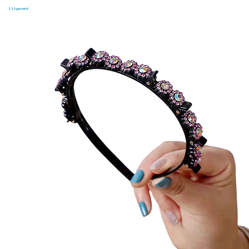 Lilyscent Reusable Clip Headband Aksesoris Rambut Panjang Rambut Pendek Styling Rambut Rhinestones Headband Shiny