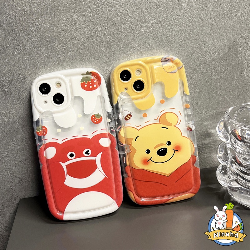 IPHONE Casing Kompatibel Untuk Iphone14 13 12 11 Pro Max X Xr Xs Max8 7 6 6s Plus SE 2020 Cream Kartun Beruang Bantal Udara Silikon Tebal Casing Ponsel Shockproof Soft Case Cover Pelindung