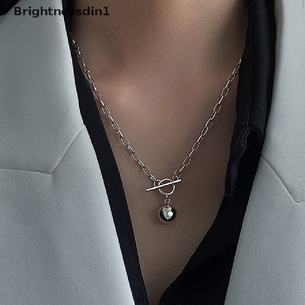 [Brightnessdin1] Kuba Rantai Kalung Wanita Mode Baru Toggle Clasp Stainless Steel Chain Necklace Untuk Wanita Perhiasan Hadiah Butik