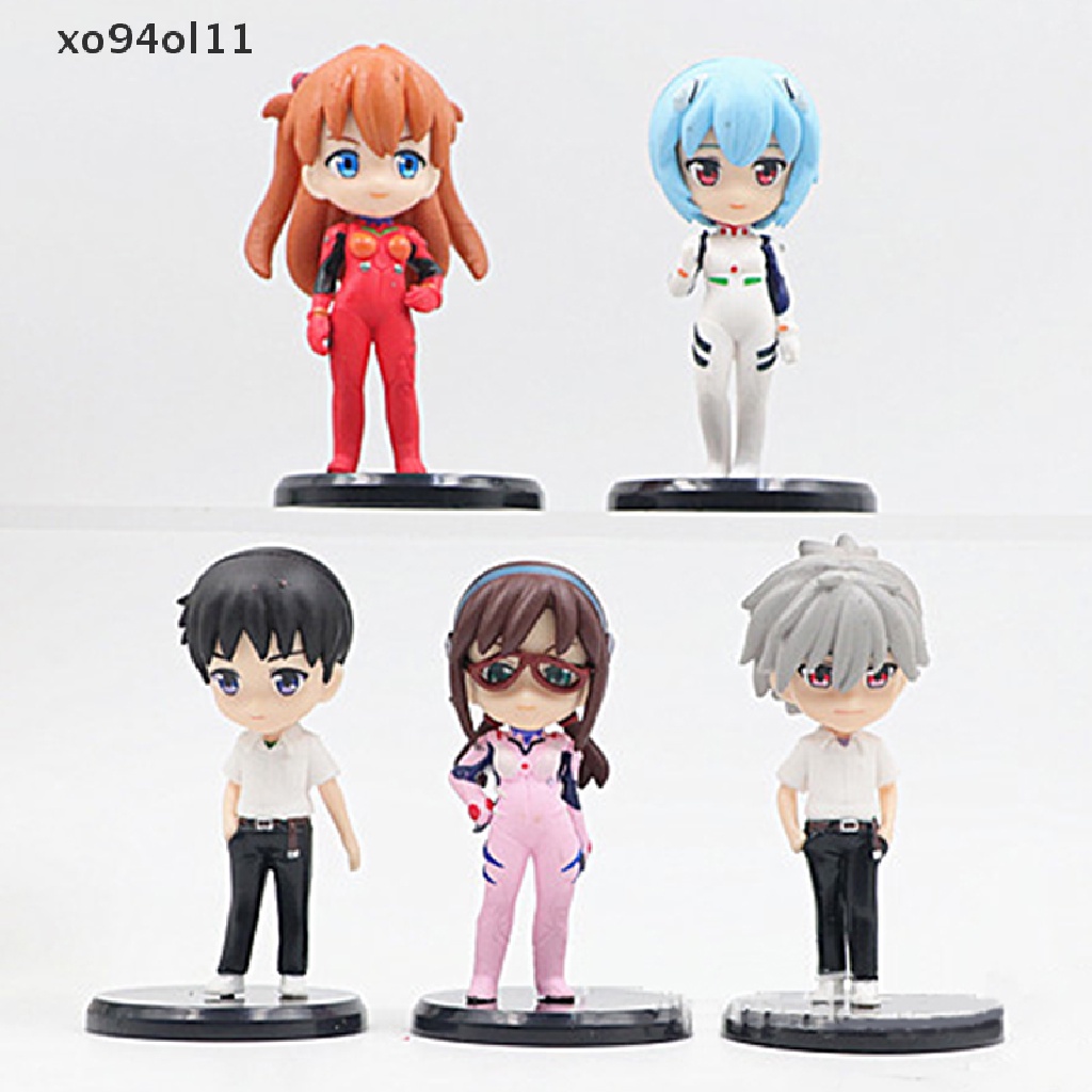 Xo 5Pcs/set Lucu Q Versi Eva Anime Figure Neon Genesis Evangelion Ayanami Rei Figure Boneka Asuka Langley Soryu Ornamen Mobil Dekorasi Fans Hadiah OL