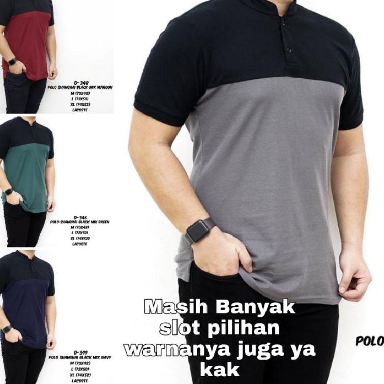 VIRAL Kaos Pollo Kombinasi Kerah Sanghai / Kaos Polo Pria Kerah Sanghai / Kaos Polo Distro / Kaos Po