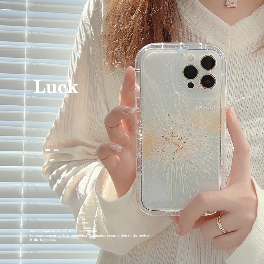 IPHONE Desain Sederhana Firework Transparan Cover Pelindung Penuh Casing Ponsel Untuk Iphone11 12 13 14 PLUS PRO MAX Soft TPU Shell