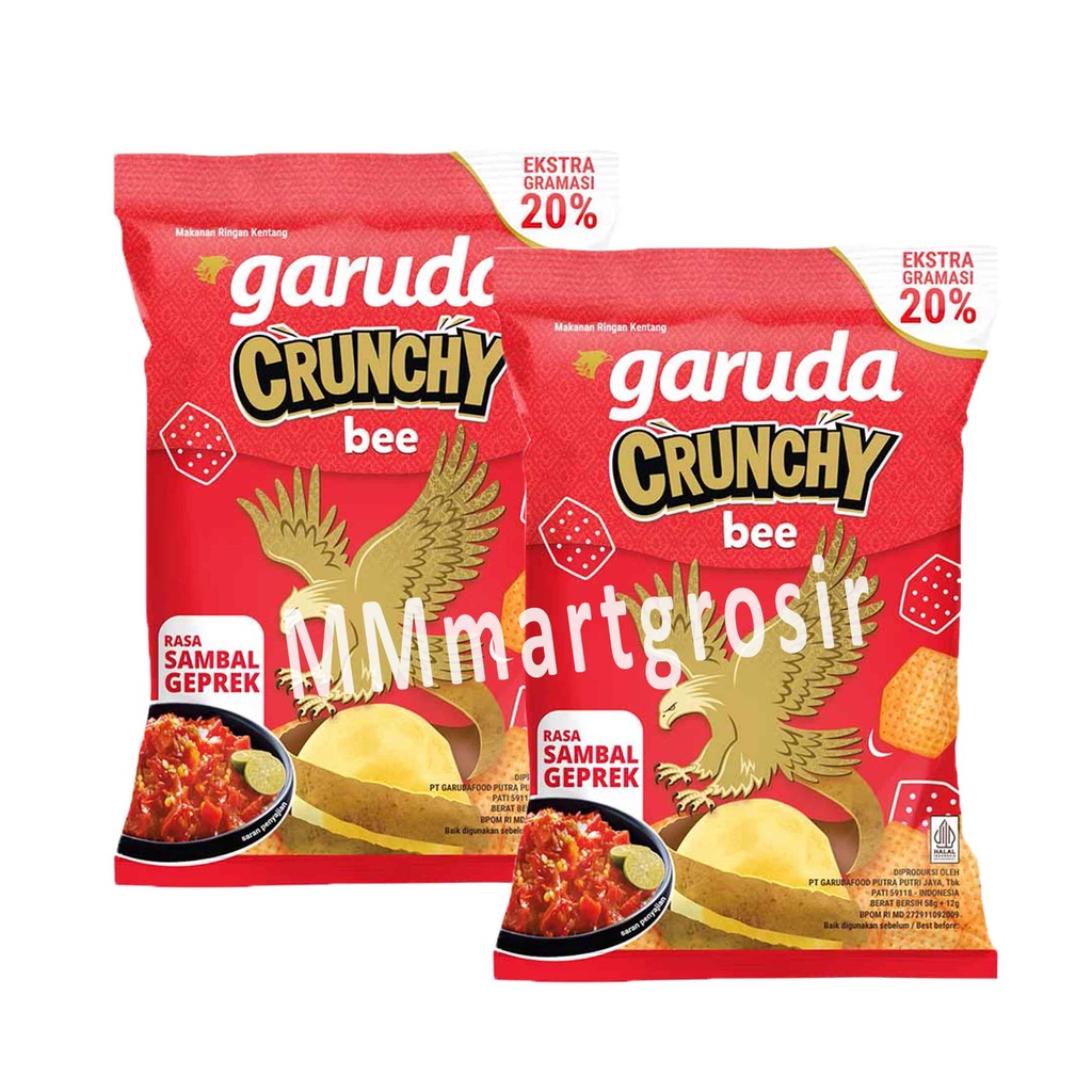 Garuda Crunchy Bee/ Snack Kentang/ Rasa Sambal Geprek/ 58g+12g