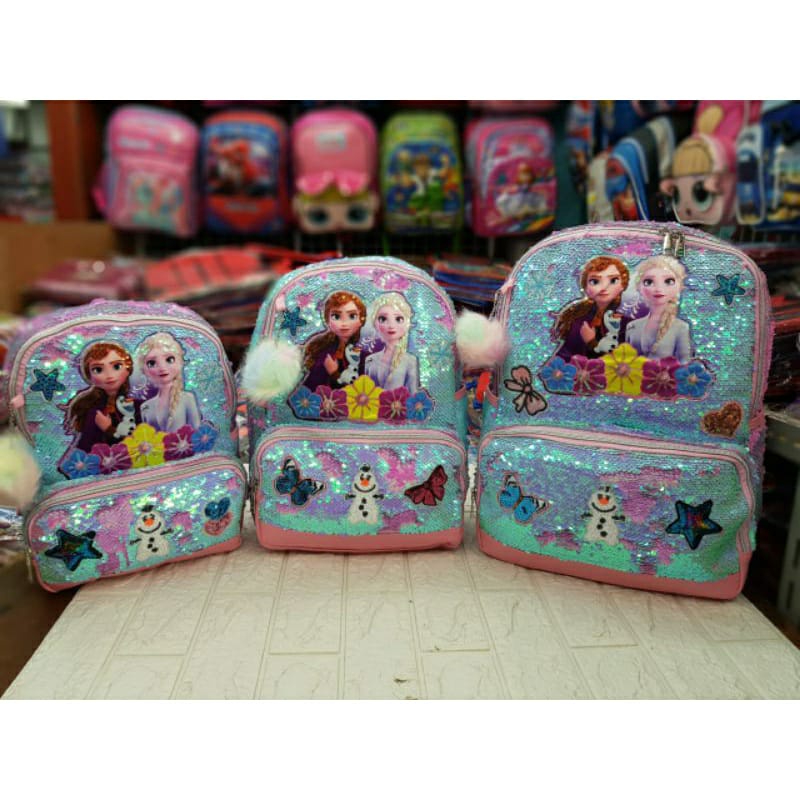 Tas Sekolah Ransel Anak TK dan SD Motif Sequin Unicorn Tas Gendong Anak Sekolah Backpack Anak Perempuan Import