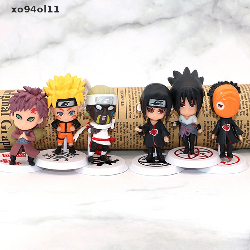 Xo 6pcs Boneka Naruto Kawaii Action Figure Tokoh Anime Naruto Sasuke Hadiah Liburan Hadiah Anak OL