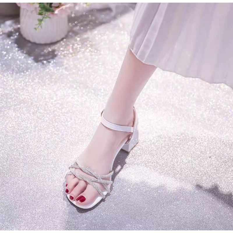 SN8815 - Sandal Heel Kristal Fashion Wanita