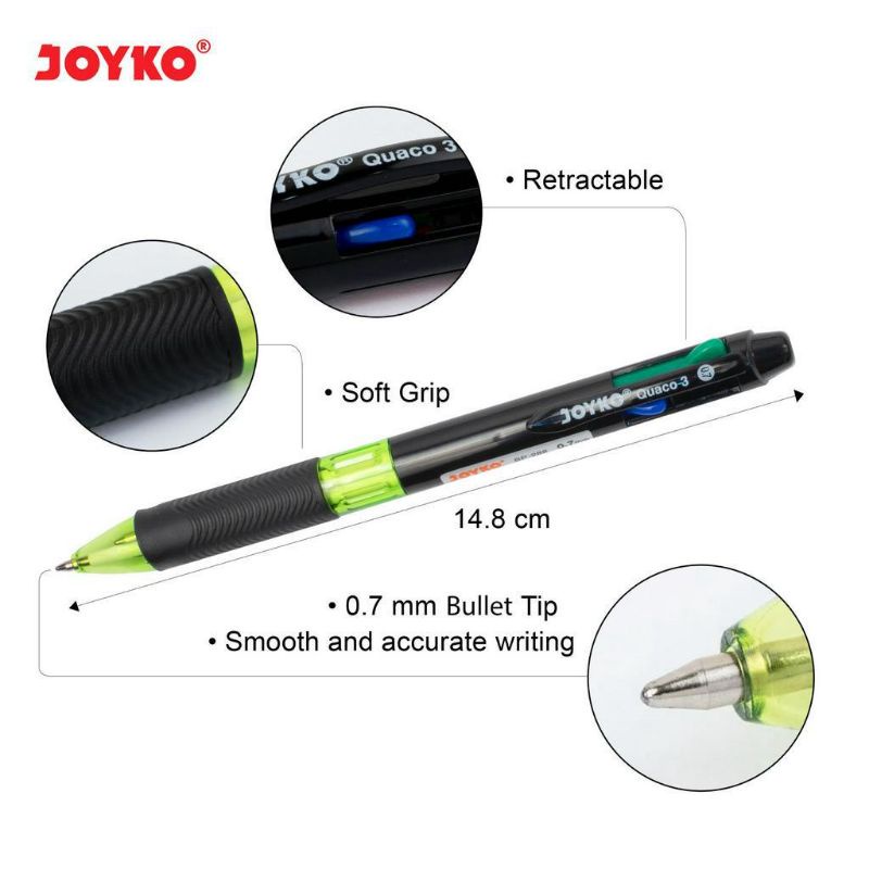 

Terlaris ✨ -Ball Pen Pulpen Pena Joyko BP-288 Quaco 4Warna 12pcs- 2.2.23