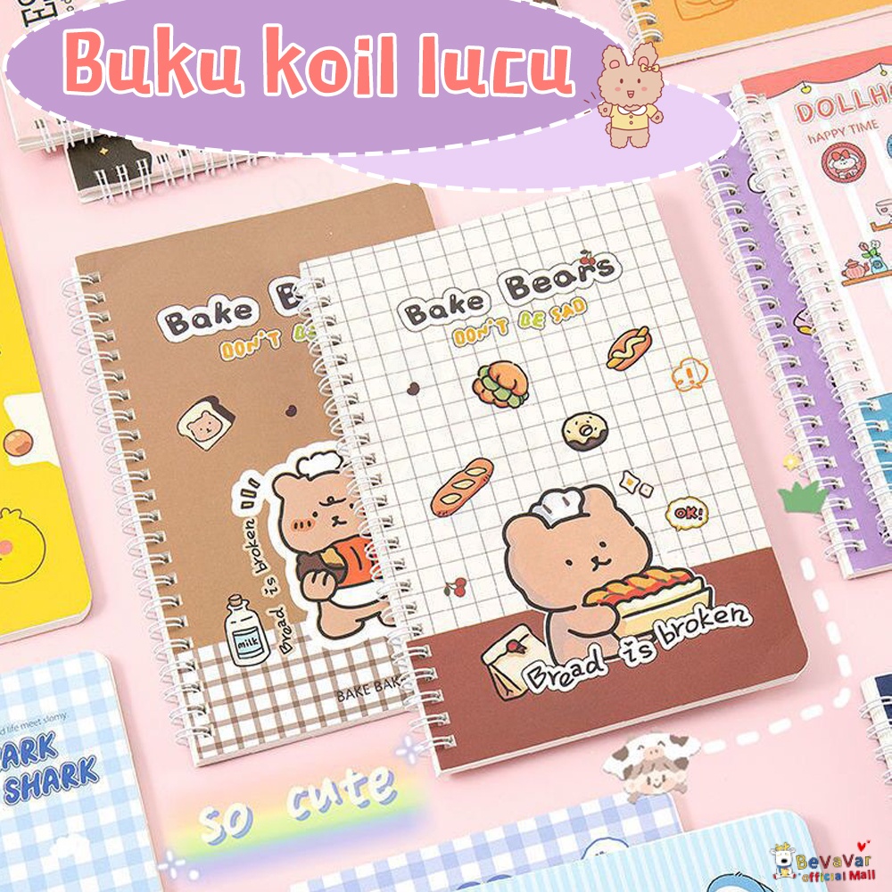 BEVAVAR Notebook Ring Motif A5 60Lembar/Buku Tulis Ring/Buku Catatan Lucu