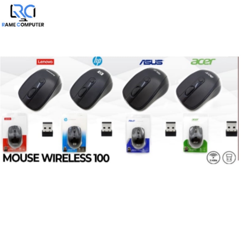 Mouse Wireless Acer, Asus, HP, Lenovo MW100 - Mouse USB Wireless Branded