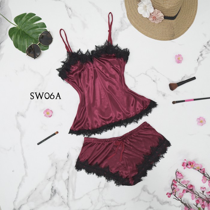 PIYAMA TANKTOP TIDUR SEKSI BAJU RUMAH SEXY LINGERIE WANITA MARON SW06A