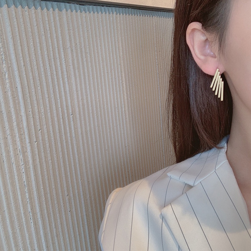 Anting stud balok susun Titanium stainless steel 316L harga grosir bisa bayar di tempat